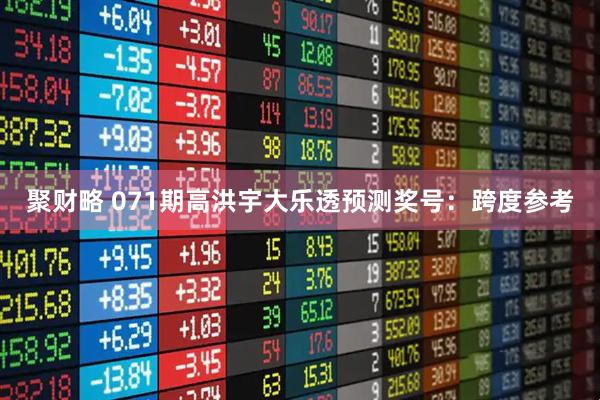 聚财略 071期高洪宇大乐透预测奖号：跨度参考